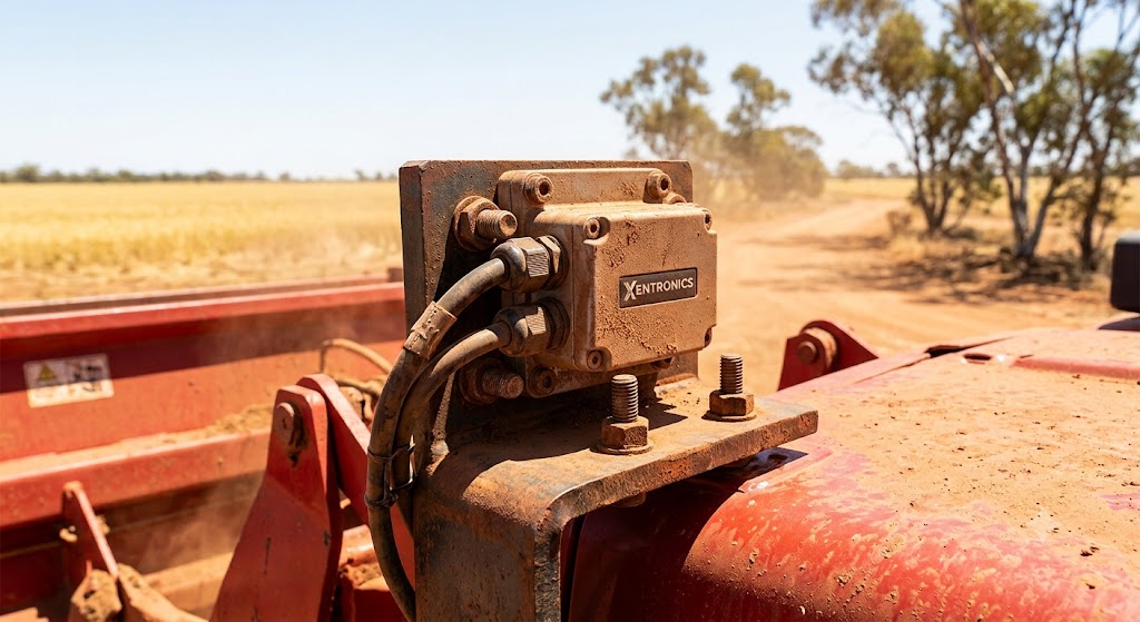Rugged sensor on Australian agricultural equipment built for heat and dust